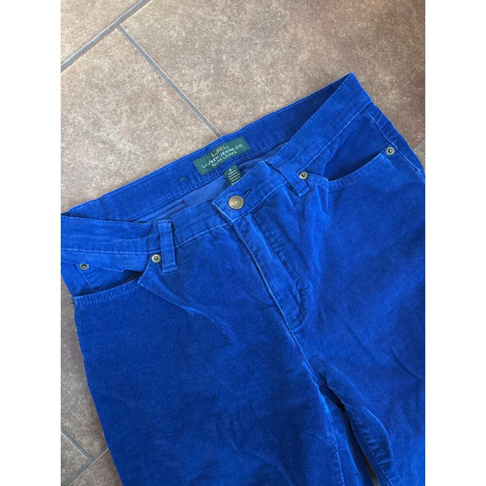 LRL Lauren Ralph Lauren Women's Blue Corduroy Straight Leg Pants Sz 6 29" inseam